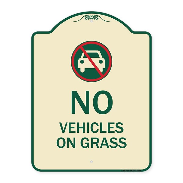 No Vehicles on Grass Heavy-Gauge Aluminum Architectural Sign, 24" x 18", TG-1824-23552